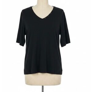 Chicos The Ultimate Tee Black V Neck Button Detail Shirt XXL 4